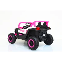 12V Elektro-Kinderfahrzeug 2‑Sitzer, Front-/Heck-Stoßdämpfung und Schaukel-Funktion, 111x70x63 cm, Rosa+Weiß(m-12)