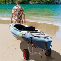 SPORTNOW Carrello per Kayak e SUP con Larghezza Regolabile in Alluminio, Ruote Ø25 cm, Max 100 kg, Nero(m-10)