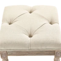 HOMCOM Reposapiés de Salón con Asiento Capitoné y Patas Talladas de Madera Estilo Vintage para Dormitorio 40x40x43 cm Beige(m-9)