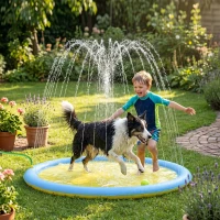 PawHut Dog Splash Pad for Pets Dog Bath Pool Water Game(m-14)