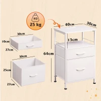 Nachttisch mit Ladefunktion, großer Stauraum, passend für Schlafzimmer, Wohnzimmer und Büro, 39.8x29.8x64.2 cm, Weiß(m-7)