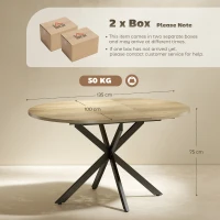 HOMCOM Extendable Dining Table for 4-6, Industrial Kitchen Dinner Table with Butterfly Leaf and X-Shape Base, Natural Wood(m-3)