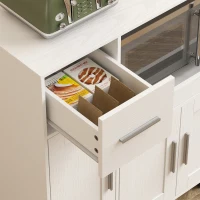 HOMCOM Rolling Kitchen Cart, Microwave Cabinet with Sliding Tray, Drawer, 3-Door Cupboards, Adjustable Shelf, White(m-9)