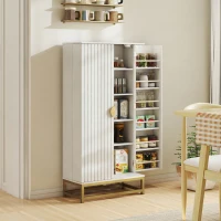HOMCOM Credenza Cucina 119,5 cm, Moderna Dispensa Autoportante con 12 Ripiani su Ante, Ripiani Regolabili e Pannelli con Finitura in Legno, Bianca(m-2)