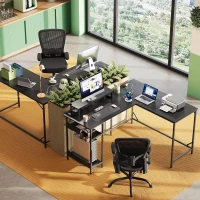 2-in-1 Gaming-Schreibtisch, wandelbar als L- oder I-Form, erhöhte Monitorablage, 140x50x87.5 cm, Schwarz(m-2)