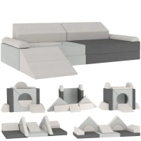 AIYAPLAY Kids Play Sofa, 12 Pieces Foam Modular Soft Play Set for Playroom, Children Convertible Sofa for Boys and Girls, Grey(m-1)