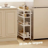 HOMCOM Carrinho Auxiliar com Rodas 4 Níveis Carrinho de Cozinha com Toalheiro e 6 Ganchos para Sala de Jantar 50x20x81 cm Carvalho(m-4)
