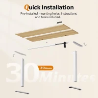 Elektrisch höhenverstellbarer Schreibtisch, Anti‑Kollisionssystem, stufenlos verstellbar, 72–118 cm, 160x70x72-118 cm, Eichenfarbe(m-9)