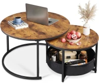 Couchtisch 2er-Set, flexibles 2‑in‑1-Design, modernes Design, 80x80x48.2 cm, Braun(m-1)