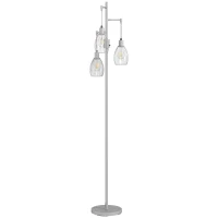 HOMCOM 170.5cm Industrial Dimmable Standing Lamp, 3-Light Floor Lamp with Steel Wire Cage Lampshades, Silver Tone(m-1)