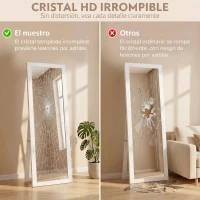 HOMCOM Espejo de Cuerpo Entero 157x37 cm con Marco de MDF Espejo de Pie Inclinado o Colgante Blanco Veteado(m-5)