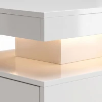 HOMCOM Mesa de Centro LED con Almacenamiento Moderno Mueble de Salón de 2 Niveles con 2 Cajones Blanco Brillo(m-9)