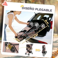 PawHut Carrito para Perros Pequeños con Cesta de Almacenaje Portavasos Ruedas y Cojín Lavable 77x44x102 cm Café(m-5)