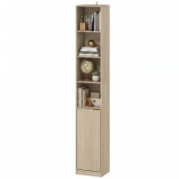 HOMCOM Bookcase Adjustable Shelf Bookshelf Anti-Tip Hardware 6-Tier Storage Cabinet Oak Wood Effect(m-15)