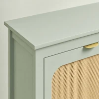 HOMCOM Narrow Shoe Cabinet, Boho Slim Shoe Storage Cabinet with 2 Flip Drawers, Holds 14 Pairs, Light Green(m-13)