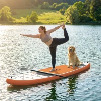 Outsunny Stand Up Paddle Gonflable Planche de SUP Pagaie Réglable Pompe et Sac 160kg pour Débutant et Famille 320x82cm Orange(m-11)