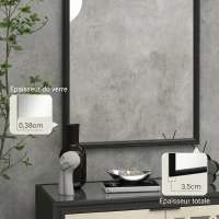 HOMCOM Miroir mural arche, 110 x 65 cm Cadre en bois, Miroir arqué pour le salon, la chambre, l'entrée, noir(m-7)