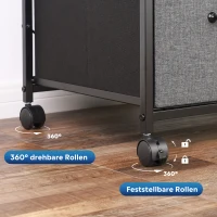 Rollcontainer mit Hängeregister, breite Holzplatte als Druckerunterlage, 4 Rollen (2 feststellbar), 75.5x40x67.5 cm, Braun(m-4)