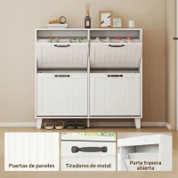 HOMCOM Mueble para Zapatos 4 Cajones Abatibles Ahorraespacio con Estantes Regulables Blanco(m-8)