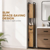 HOMCOM Freestanding Bathroom Cabinet, Tall Bathroom Storage Cabinet with Drawers and Shelves, Linen Storage, Brown(m-4)