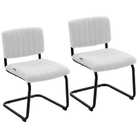 HOMCOM Lot de 2 Chaises de Salle à Manger, Chaises de Cuisine Rembourrées en Peluche Teddy, Dossier et Assise Large, Crème(m-1)