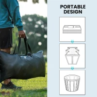 Outsunny Baignoire à Glace Pliable Gonflable 280 L avec Couvercle et Pompe pour Entraînement à l'Eau Froide, 78x78x71 cm, Noir(m-8)