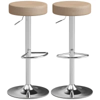 HOMCOM Bar Stools Set of 2, Modern PU Leather Swivel Barstools, Height Adjustable Breakfast Bar Chairs with Footrest, Brown(m-11)