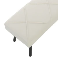 HOMCOM Upholstered Hallway Bench, End of Bed Bench with X-Shape Design and Steel Legs, Cream(m-9)