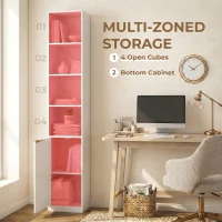 HOMCOM Bookcase Adjustable Shelf Bookshelf Anti-Tip Hardware 6-Tier Storage Cabinet White Wood Effect(m-4)