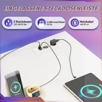 L-förmiger Eckschreibtisch, app‑steuerbare LED und integrierte Stromstation, 167.5x50x87.5 cm, Weiß(m-4)