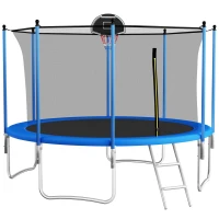 Trampolin Outdoor, verstärkten Beintraversen, doppelt gepolstertem Sicherheitsnetz, 366x366x256 cm, Blau(m-2)