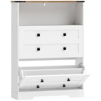 HOMCOM Shoe Cabinet with 2 Flip Drawers, Narrow Shoe Storage Cabinet, White(m-1)