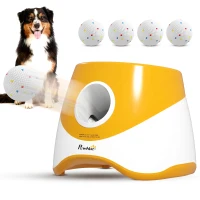 PawHut Automatic Dog Ball Launcher with 5 ETPU Balls 5.8 cm, 3 Distance Settings 6/10/14 m, Orange(m-15)
