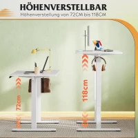 Elektrisch höhenverstellbarer Schreibtisch, 3 speicherbare Höhen für ergonomisches Sitz‑Steh‑Arbeiten, 120×60 cm, 72–118 cm, 120x60x72-118 cm, Weiß(m-4)