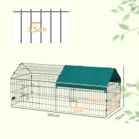 PawHut Jaula para Animales Pequeños de Acero con Puertas y Tela Superior para Conejos Chinchillas Gallinas 185x75x75 cm Verde(m-3)