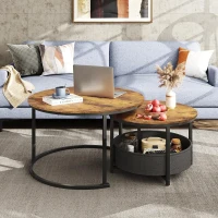 Couchtisch 2er-Set, flexibles 2‑in‑1-Design, modernes Design, 80x80x48.2 cm, Braun(m-2)