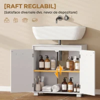 HOMCOM Waschbeckenunterschrank, Modernes freistehendes Badmöbel mit U-förmiger Aussparung, verstellbarem Regal, Weiß(m-6)
