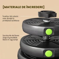 SPORTNOW Set 2 în 1 cu 2 Gantere Convertibile în Halteră, Greutate Totală 30 kg și Discuri de Greutate Reglabile, Negru(m-7)