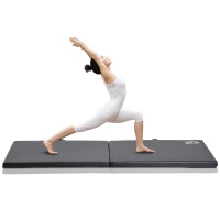HOMCOM Tapet de Gimnastică Pliabil, Tapet Fitness Gros de 5 cm și Antialunecare, 180x60x5 cm, Negru(m-2)