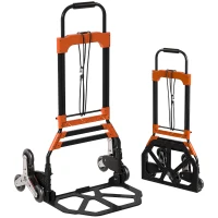HOMCOM Heavy Duty Foldable Trolley on Wheels, Steel Folding Hand Truck, 75kg, Black and Orange(m-13)
