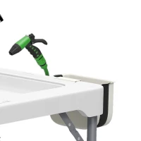 Outsunny Folding Fish Cleaning Table with Sinks, Portable Camping Sink Table with Faucet, Drainage Hose(m-10)