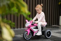 Elektrisches Kinder-Motorrad, leuchtenden Rädern, Vor-/Rückwärtsbetrieb und Echtzeit-Akkuanzeige, 78.1x40.6x51.5 cm, Rosa(m-16)
