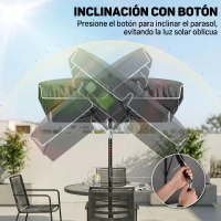 Outsunny Sombrilla de Terraza de Aluminio 2x1,3x2,5 m Parasol de Jardín Rectangular con Función de Inclinación Gris(m-6)