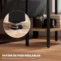 HOMCOM Table d'appoint étroit à 3 niveaux avec étagères de rangement, cadre en acier, pour salon, chambre, 43x18x62,5cm, gris(m-6)