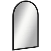 HOMCOM Miroir mural arche, 110 x 65 cm Cadre en bois, Miroir arqué pour le salon, la chambre, l'entrée, noir(m-13)