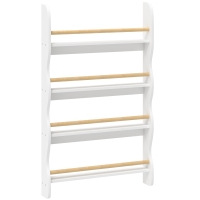 AIYAPLAY Estantería infantil, estantería con 4 niveles, estantería de pared con anclaje antivuelco Montessori 60 x 10 x 98 cm, Blanco