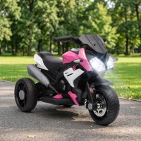 HOMCOM Moto électrique enfants 3 roues 6 V, voiture électrique enfants 3 à 5 ans, effets lumineux et sonores, 86x42x52cm, rose(m-2)
