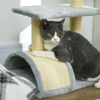 PawHut Árbol Rascador para Gatos Mediano de 3 Niveles con Rascador en Arco Plataformas Postes y Bola 40x35x72 cm Gris Claro(m-7)