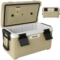 Outsunny Box Frigo Portatile 42.6L Isolato con Maniglia, 66.6x38.5x40 cm, Cachi(m-1)