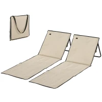 Outsunny Conjunto de 2 Esterillas de Playa con Respaldo Reclinable y Correa de Transporte para Jardín Camping 142x51x40 cm Beige(m-12)